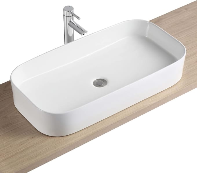 Wastafel Keramiek - Badkamer wasbak - Dagelijks gebruik - Ruim formaat - 75 cm breed - Wit