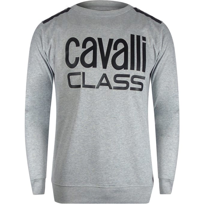 Cavalli Class Sweatshirt Met Getapete Schouders, Grijs