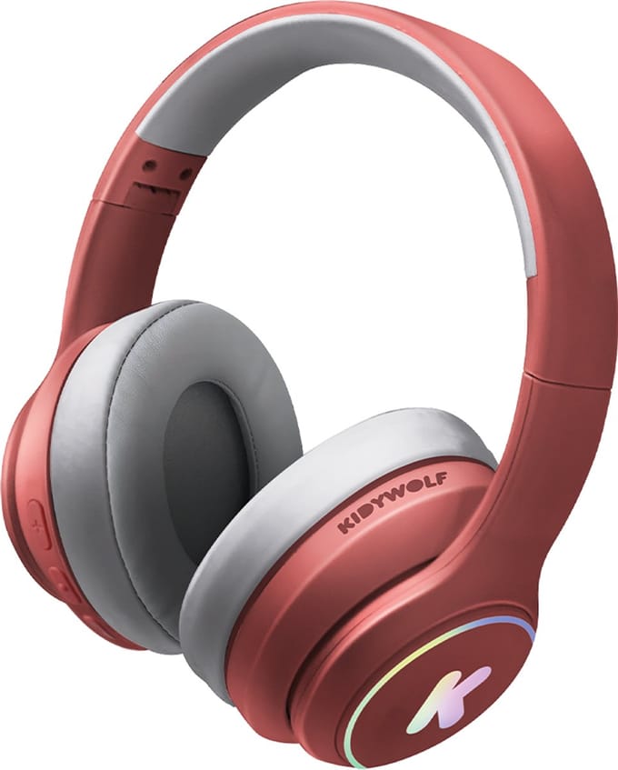 KIDYWOLF K-EARS Bluetooth Kinderkoptelefoon Rood – 85dB Volume Limiet, Draadloos & Opvouwbaar, LED - 8+