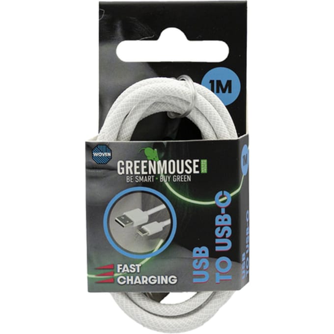 Kabel Green Mouse USB-A to USB-C data Woven 1m blisterverpakking