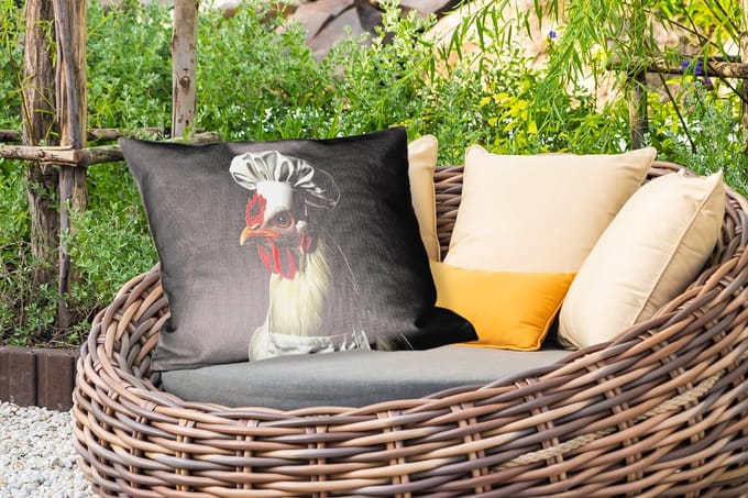 Buitenkussens - Kok - Rood - Kip - 60x40 cm - Weerbestendig