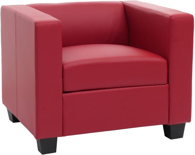 Fauteuil Loungefauteuil Lille ~ Leer, rood