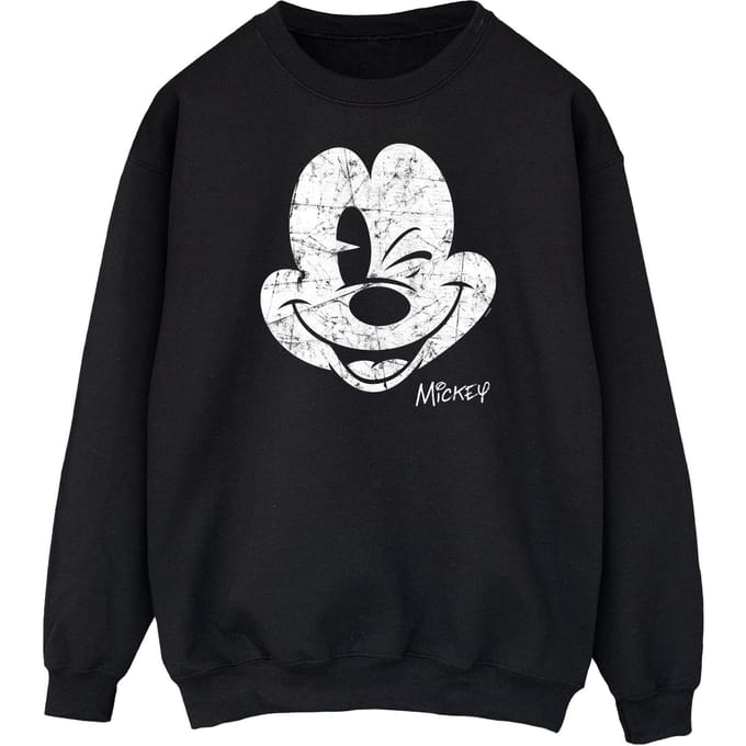 Disney Heren Mickey Mouse Gezicht Sweatshirt (Zwart)
