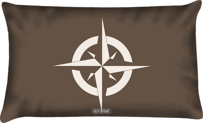 Sierkussen - Buitenkussen Mud Race Waterafstotend Bootkussen Kompas - Zwart En Bruin - 60 Cm X 40 Cm