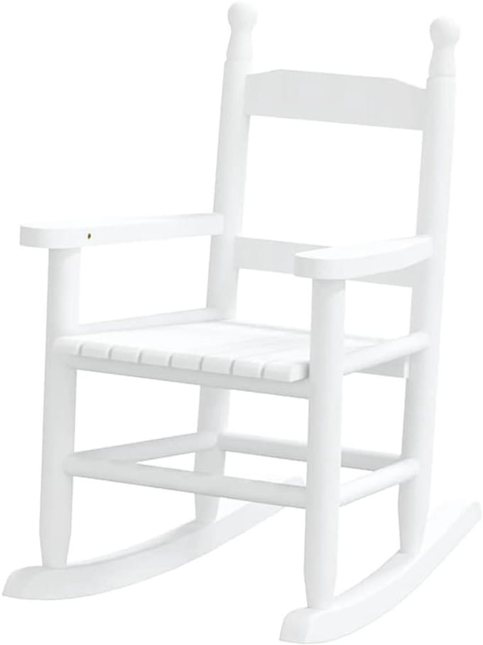 Schommelstoel Kinderen - Relaxstoel Hout - Rust Moment - Anti-omval Ontwerp - 36x46x57 cm - Wit