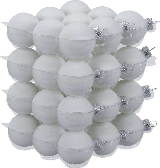 Othmar Decorations Kleine kerstballen - 36x st - wit - mat - D4 cm - glas - kerstversiering