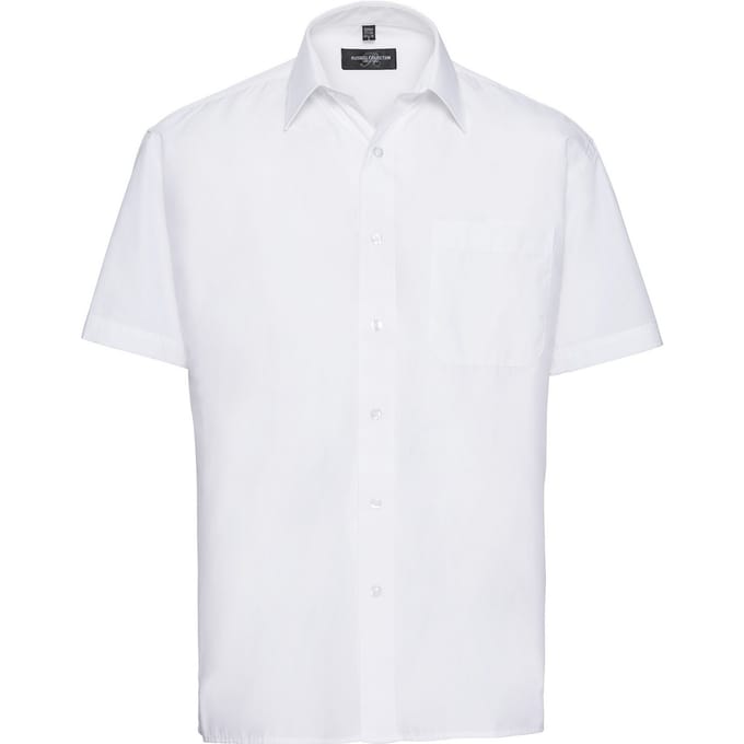 Russell Collection Heren Poplin Easy-Care overhemd met korte mouwen (Wit)