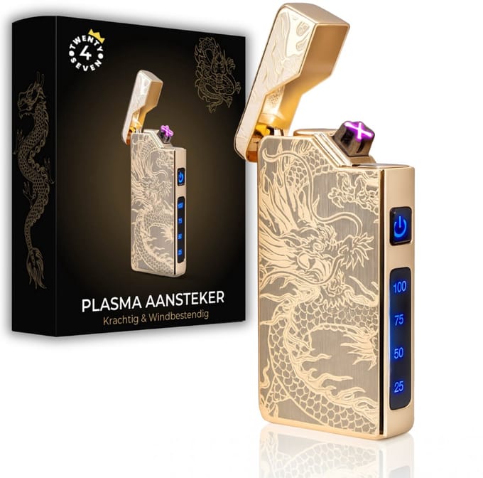Twenty4seven® Plasma Aansteker met Dragon Design - Elektrisch & Oplaadbaar - Windproof BBQ Lighter - USB & Zakformaat