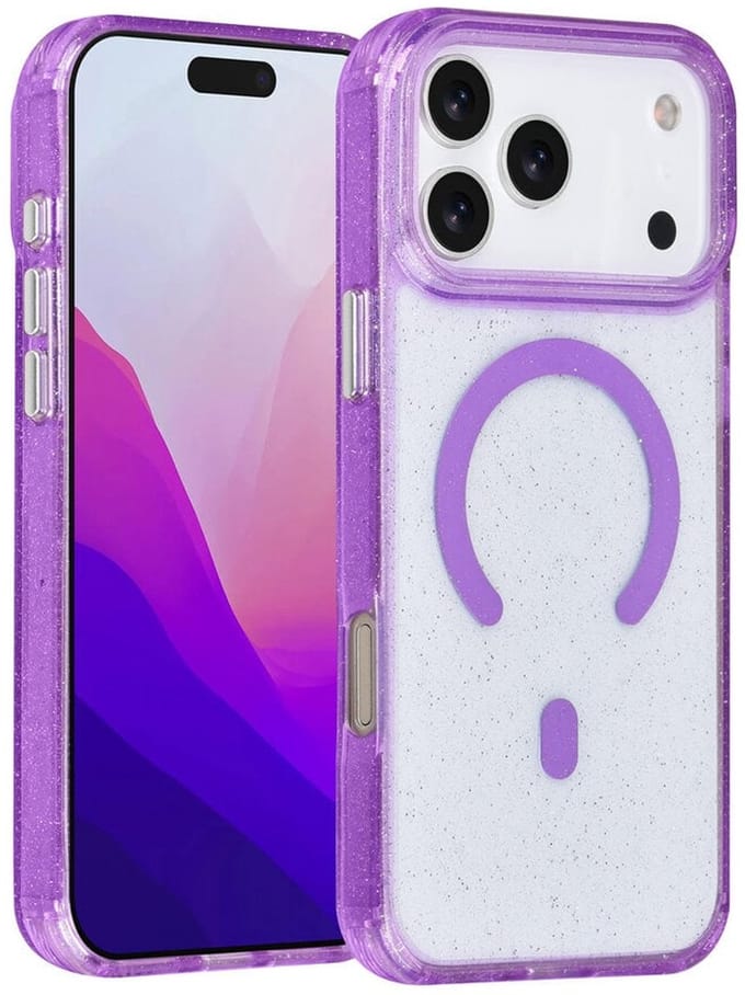 TUNIQ Back cover - iPhone 17 Pro Max - Paars Glitter - MagSafe - Verhoogde Camerabescherming