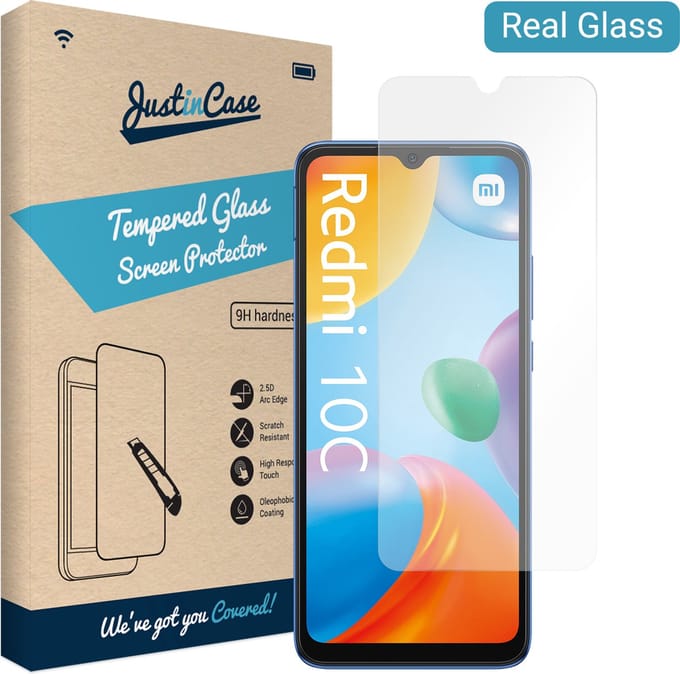 Just in Case screenprotector geschikt voor Xiaomi Redmi 10c - Screenprotector Gehard Glas