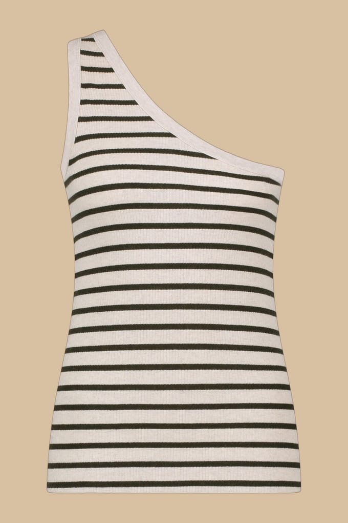 Circle of Trust Blake Top Nero Stripe Maat: XL | Mouwloze Tops Outlet | Dames | Creme