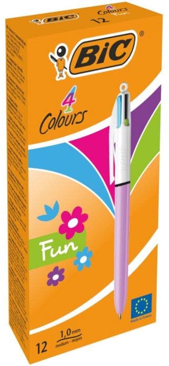 Bic 4 Colours Fun 1.0mm Pen 12 Eenheden Paars Kinderen