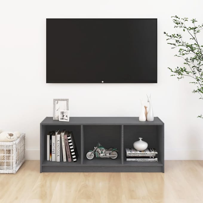 vidaXL - Tv-meubel - 104x33x41 - cm - massief - grenenhout - grijs