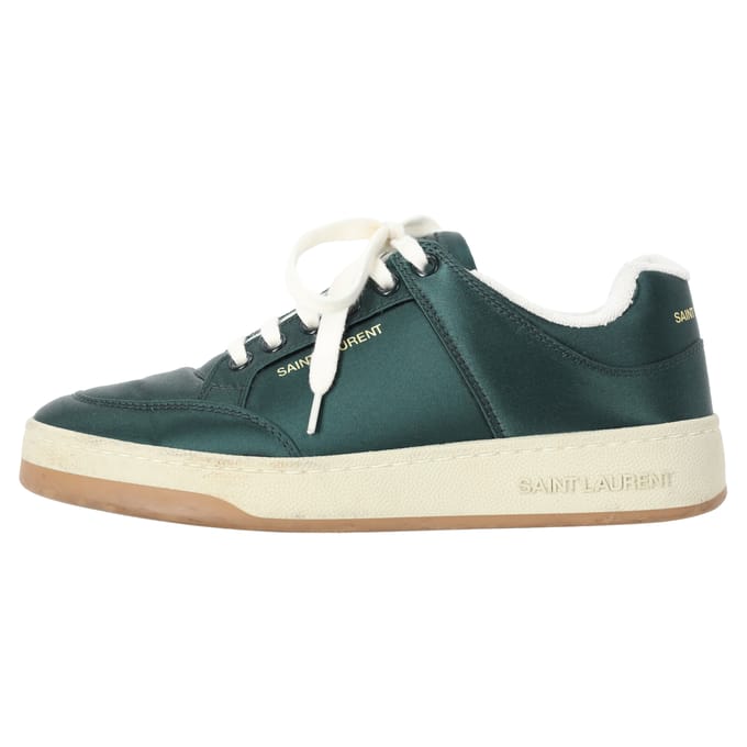 Saint Laurent SL/61 lage sneakers in groen satijn