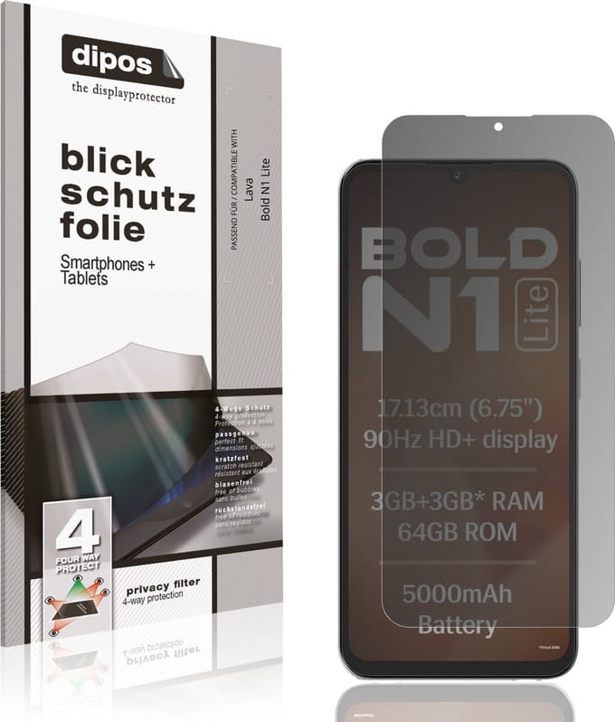 dipos – Matte Privacy Screenprotector geschikt voor Lava Bold N1 Lite | Anti-Spy Beschermfolie