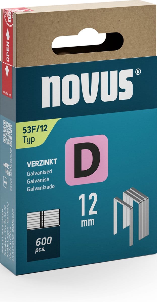 Novus Niet met platte draad D 53F/12mm (600 stuks)