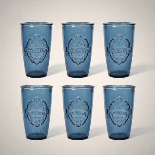 Dexam Sintra drinkglazen van recycleerd glas – Ink Blue – Set van 6
