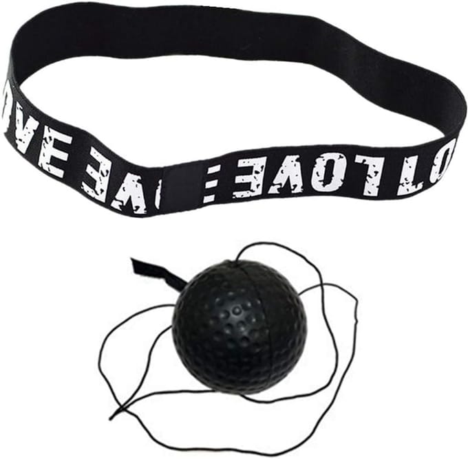 Boksen Bal - Reflex Bal - Reactie Training - Verstelbare Hoofdband - 6 cm Bal - Zwart