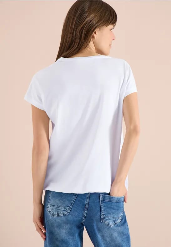 Shirt met V-hals en kanten detail