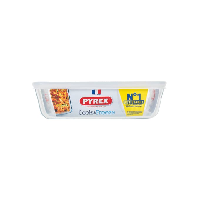 Pyrex Cook & Freeze Schaal Rechthoek 1,5L met Vershouddeksel