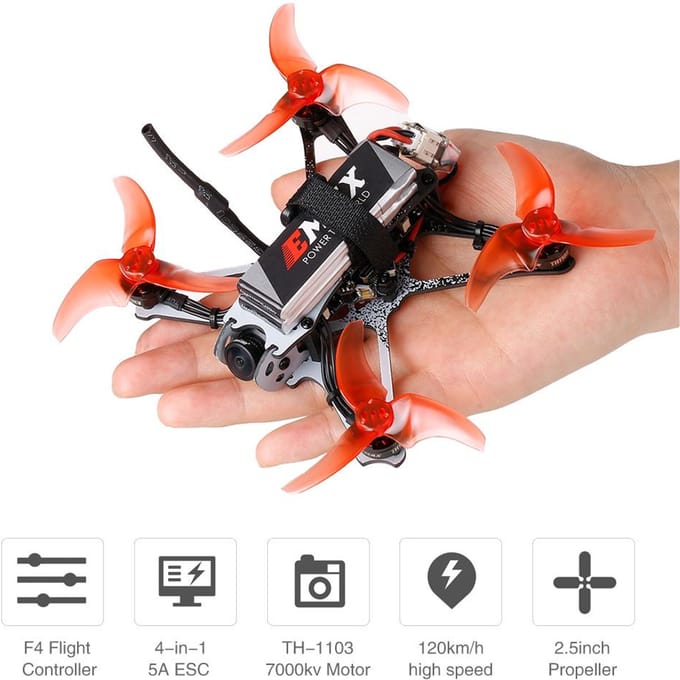 EMAX Tinyhawk II Racing Drone FPV Drone 120 km / u F4 5A ESC borstelloze motor 7000KV RunCam Nano2 zwart