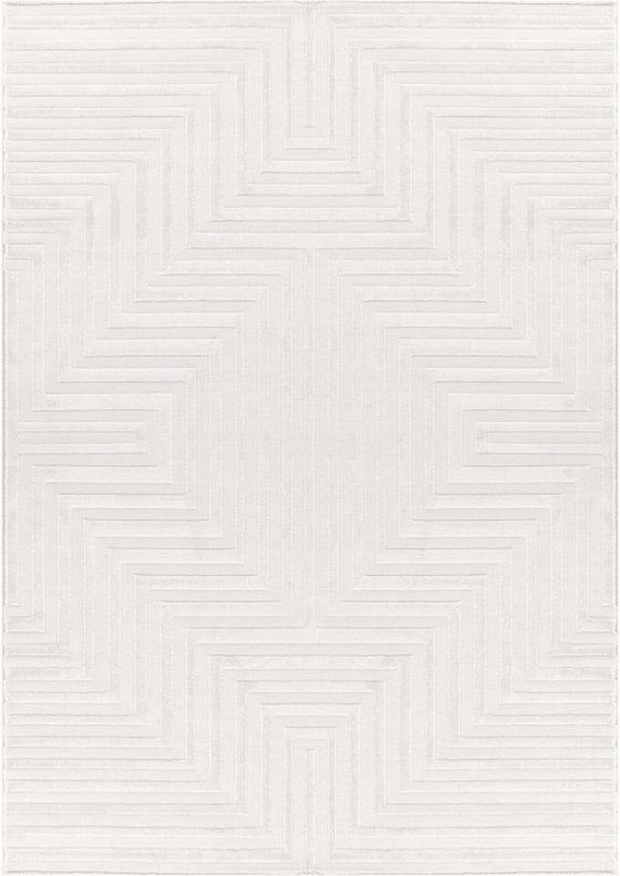 Flycarpets Cara Modern Japandi Labyrinth Vloerkleed - Creme - 120x170 cm