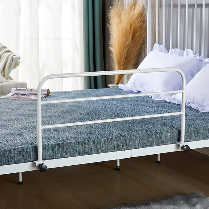 Bed Veiligheidsleuning - Hulpbeugel Bed - Valbescherming Bed - Stevig Koolstofstaal - 40x80 cm - Wit