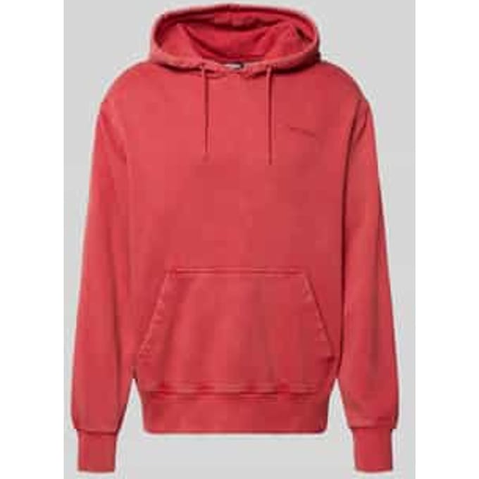 Hoodie met labelstitching en kangoeroezak