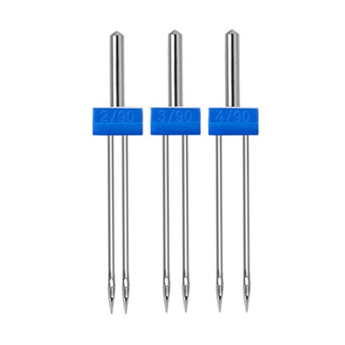 18pcs Machine à Coudre Aiguille Double avec Boîte en Plastique Enfile-Aiguille Opération Simple Ensemble d'Aiguilles Doubles pour gray
