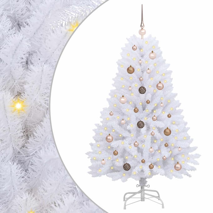 vidaXL - Kunstkerstboom - 150 - cm - PVC - en - Staal - Wit