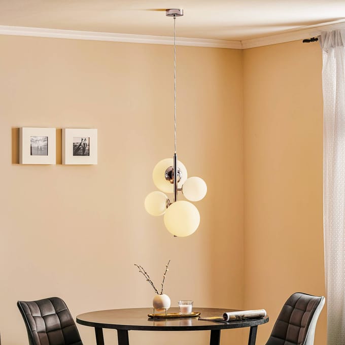 Bloom Hanglamp 4-lichts Chroom Wit Glas