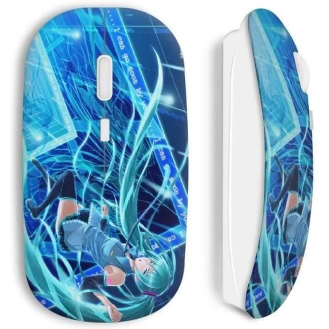 Souris sans fil - MANIACASE - Miku Hatsune - Compatible Mac et PC - Clé USB wifi - Couleur Bleu