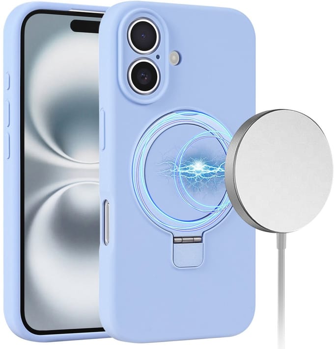 Hoes geschikt voor iPhone 17 Hoesje Blauw - MagSafe compatible - Solidenz Kickstand Case - Shockproof Backcover