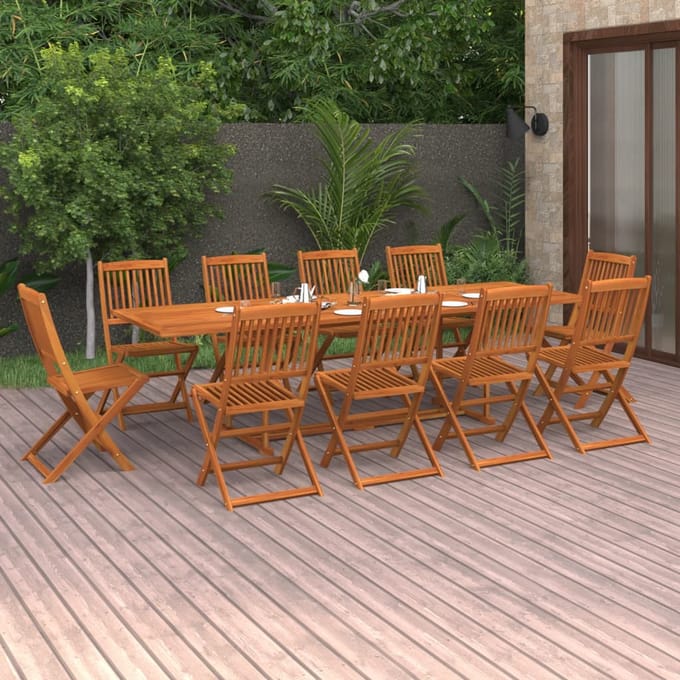 vidaXL - 11-delige - Tuinset - 280x90x75 - cm - massief - acaciahout