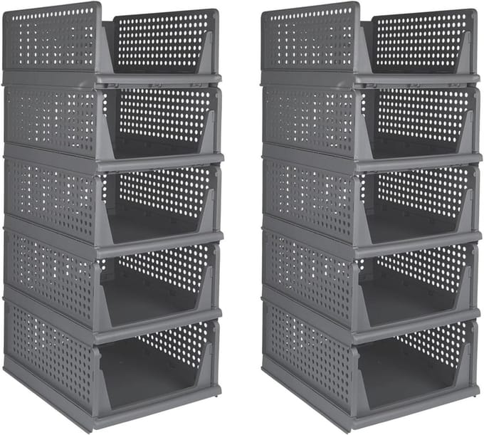 Lade Organizer - Opbergdozen - Kleding Opbergen - Stapelbaar Ontwerp - 33 x 42 x 90 cm - Grijs