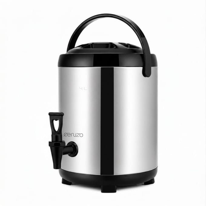 Ceruzo Thermos Drankdispenser 4L – Dubbelwandig – RVS – Tapkraan – Warm - Koud
