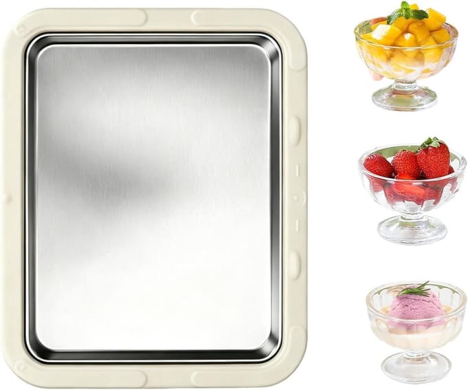 Rolled Ice Cream Maker - Dessert Maker - Zelf IJs Maken - Kindveilig Handmatig - 22.5 cm - Wit