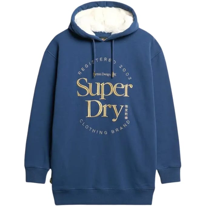 Superdry - Luxe jurk met capuchon en metallic logo - Dames - Jurken