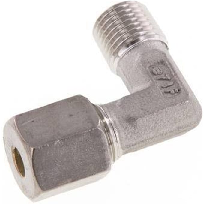 R 1/4'' Buitendraad x 6S RVS L-Knelfitting 90 graden 630 Bar DIN 2353 - FL2E-MO-ST-014R-06-S