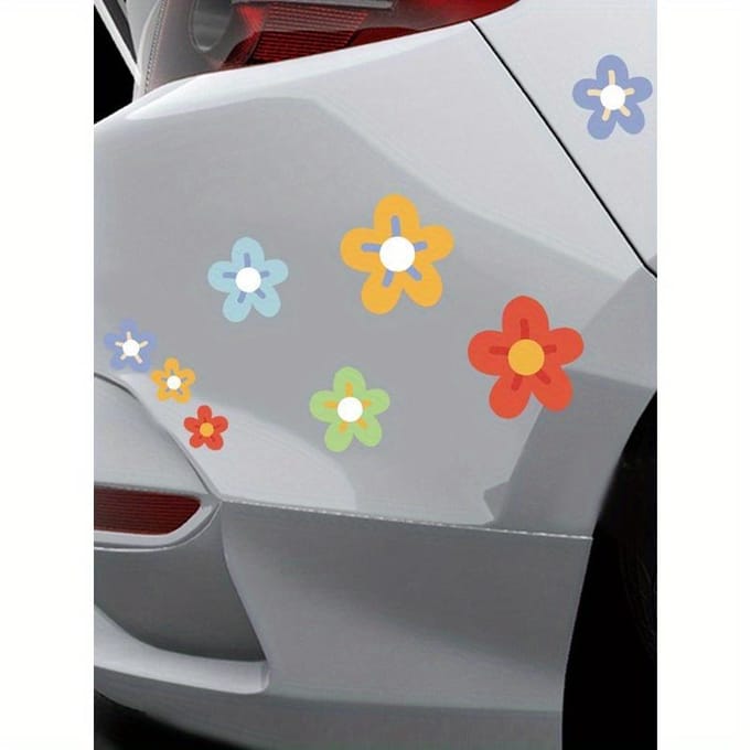1 vel Autosticker met bloemenprint one-size veelkleurig