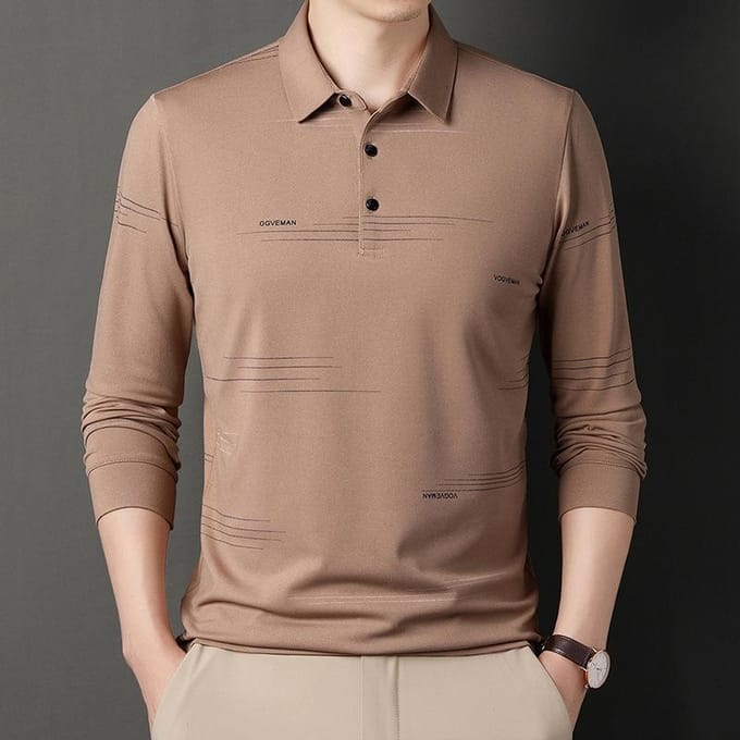 T-shirt à manches longues pour hommes d'âge moyen, mode décontractée, pull à revers, automne XXXXL black