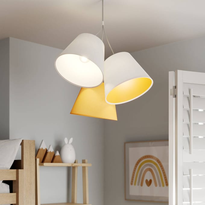 Maco Design Hanglamp Zsofia, 3-lamps wit/geel