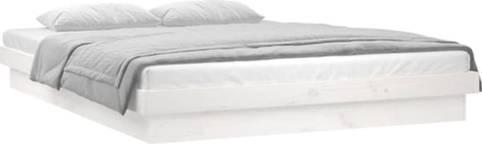 vidaXL - Bedframe - LED - massief - hout - wit - 120x200 - cm
