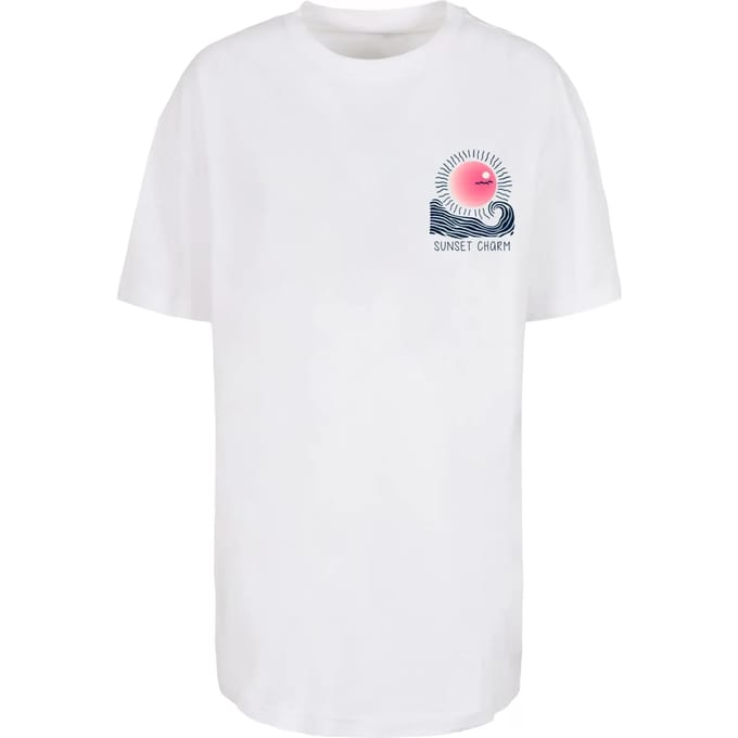 Dames-T-shirt oversized Merchcode Sunset Charm