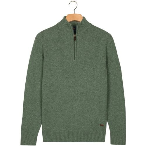 Baileys Trui Lambswool Half Zip Argyle Jacquard Knit Dark Forest / male