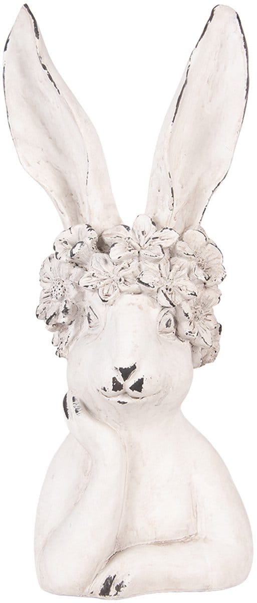 Clayre & Eef Decoratie Beeld Konijn 20x17x45 cm Wit Kunststof
