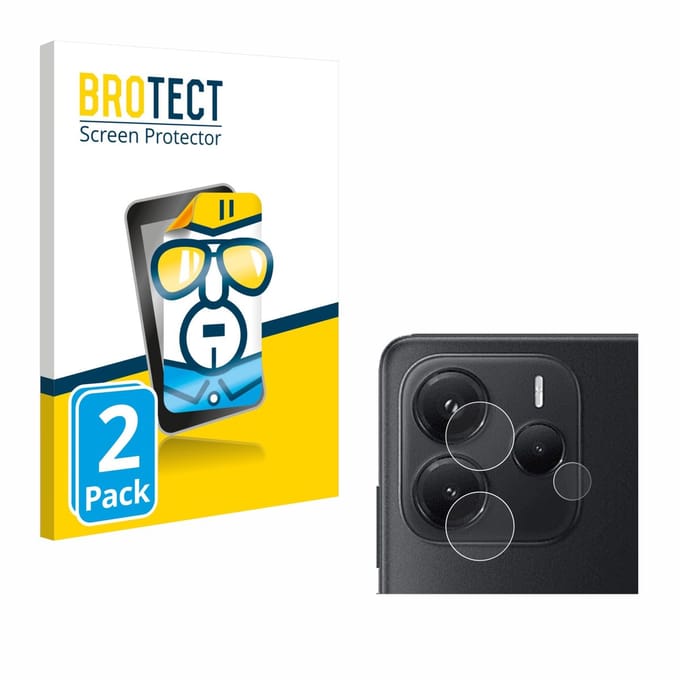 BROTECT - Screenprotector voor Xiaomi Redmi Note 14 4G (ALLEEN Camera Lens) - Folie Beschermfolie transparant 2 Stuks