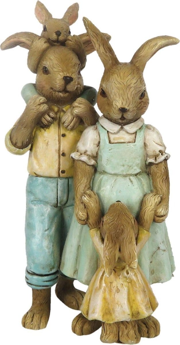 Clayre & Eef Beeld Konijn 15 cm Groen Bruin Kunststof