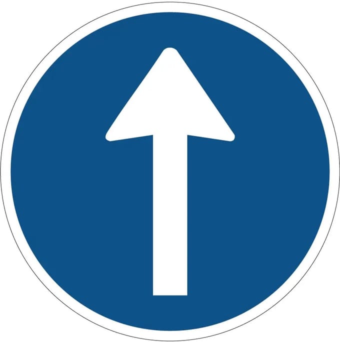 Verplichte rijrichting bord - D4 | gecoat dibond materiaal | 80 cm