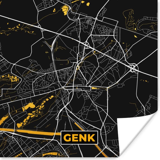 Poster Plattegrond - Enk - Goud - Kaart - Stadskaart - 30x30 cm